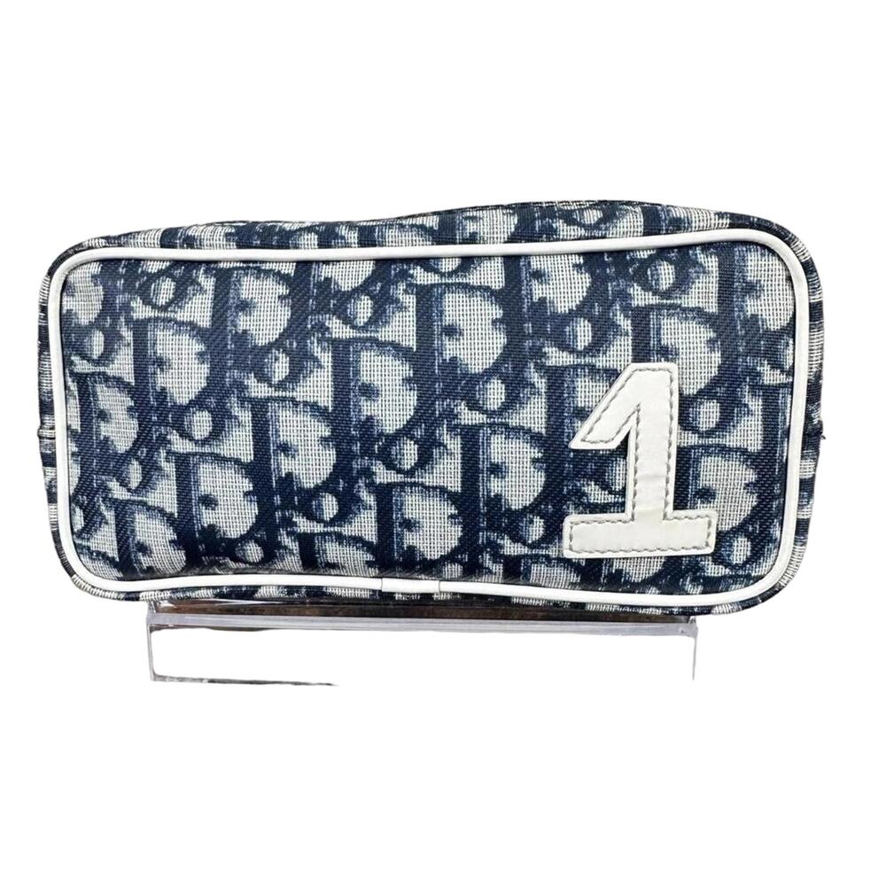 Christian Dior Trotter No. 1 Navy & White Cosmetic Pouch Bag (CDXX125)